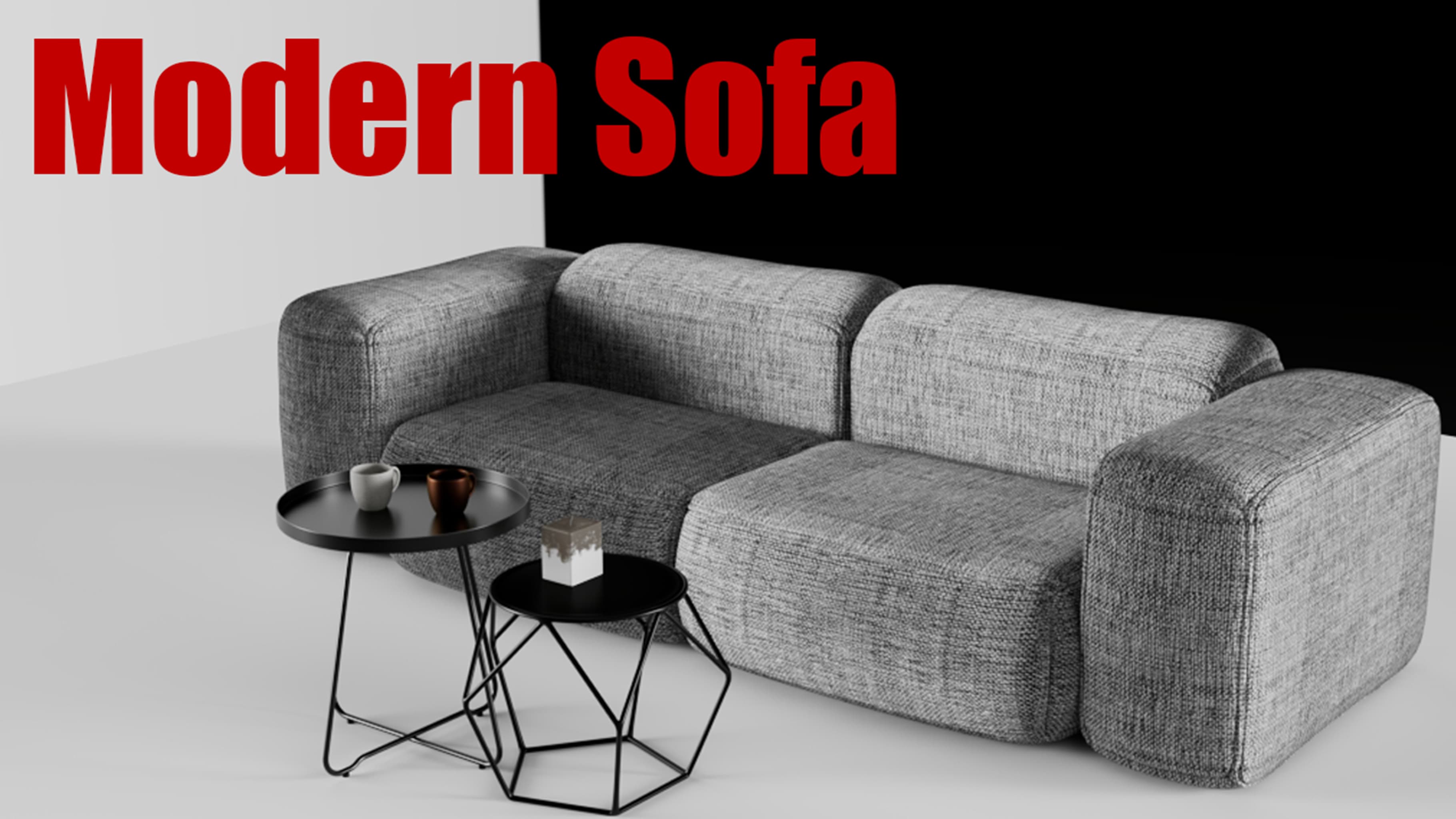 Modern Modular Sofa 3 Seat Sectional Couch 3D model
